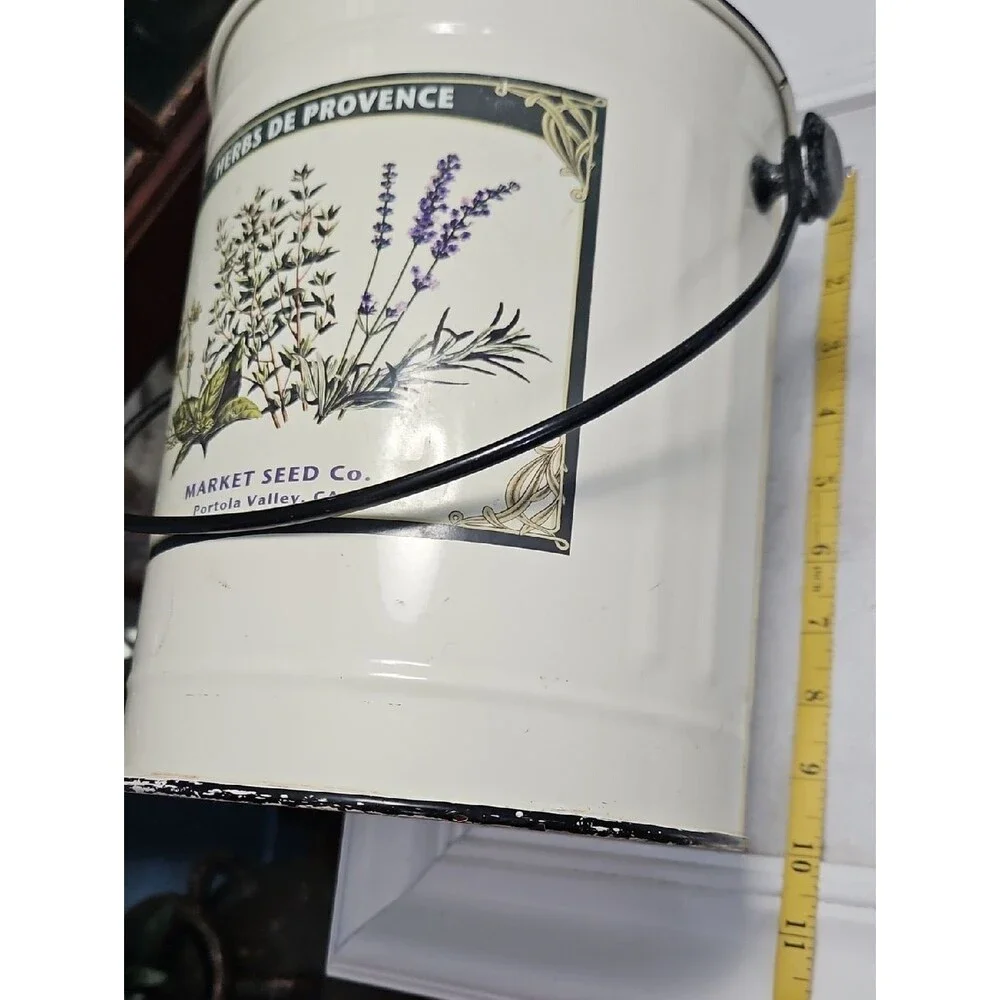 Herbs de Provence Cream Decorative Metal Pail Bucket
